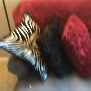 15" X 15" Zebra and Rose overstuffed pillows